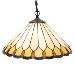Clayre & Eef Hanglamp Tiffany Ø 40*22 Cm E27/max 1*60w Meerkleurig Glas In Lood Art Deco Lumilamp 5ll-5989 - Beige