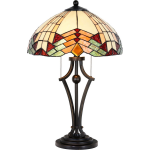 Clayre & Eef Tafellamp Tiffany Ø 40*60 Cm E27/max 2*60w Meerkleurig Glas In Lood Art Deco Lumilamp 5ll-5961 - Beige