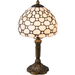 Clayre & Eef Tafellamp Tiffany Compleet ø 21x38 Cm E14/max. 40 W -, Roze - Ijzer, Glas, Kunststof - Bruin