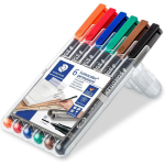 Staedtler Ohp-marker Lumocolor Permanent Geassorteerde Kleuren, Box Met 6 Stuks, Medium 1 Mm