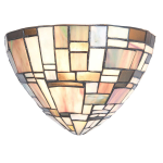 Clayre & Eef Wandlamp Tiffany ø 30x16x18 Cm / E14/40w -, Ivory, Multi Colour - Ijzer, Glas - Geel