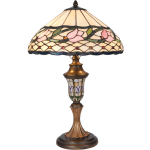 Clayre & Eef Tafellamp Tiffany Compleet ø 40x60 Cm 2x E27 / Max 60w -, Roze, Brons, Multi Colour - Ijzer, Glas - Groen