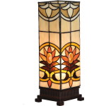 Clayre & Eef Tafellamp Tiffany 12*12*35 Cm E14/max 1*40w Meerkleurig Glas In Lood Lumilamp 5ll-5779 - Beige