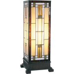 Clayre & Eef Tafellamp Tiffany 18*18*45 Cm E27/max 1*60w Glas In Lood Art Deco Lumilamp 5ll-5445 - Bruin