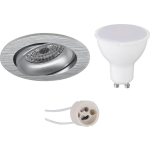 BES LED Led Spot Set - Pragmi Delton Pro - Gu10 Fitting - Inbouw Rond - Mat Zilver - 6w - Warm 3000k - Kantelbaar - Ø82mm - Wit