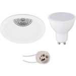 BES LED Led Spot Set - Pragmi Pollon Pro - Gu10 Fitting - Inbouw Rond - Mat - 6w - Warm 3000k - Verdiept - Ø82mm - Wit