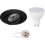 BES LED Led Spot Set - Pragmi Uranio Pro - Gu10 Fitting - Inbouw Rond - Mat - 4w - Helder/koud Wit 6400k - Kantelbaar - - Zwart