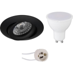 BES LED Led Spot Set - Pragmi Uranio Pro - Gu10 Fitting - Inbouw Rond - Mat - 6w - Helder/koud Wit 6400k - Kantelbaar - - Zwart