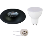 BES LED Led Spot Set - Aigi - Pragmi Nora Pro - Gu10 Fitting - Inbouw Rond - Mat - 8w - Warm Wit 3000k - Ø82mm - Zwart