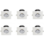 BES LED Led Spot 6 Pack - Inbouwspot - Vierkant 6w - Waterdicht Ip65 - Natuurlijk 4200k - Mat Aluminium - 90mm - Wit