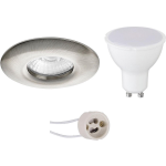 BES LED Led Spot Set - Pragmi Luno Pro - Waterdicht Ip65 - Gu10 Fitting - Inbouw Rond - Mat Nikkel - 4w - Natuurlijk 4200k - - Wit