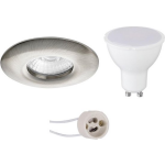 BES LED Led Spot Set - Aigi - Pragmi Luno Pro - Waterdicht Ip65 - Gu10 Fitting - Inbouw Rond - Mat Nikkel - 8w - Warm 3000k - Wit