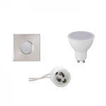 BES LED Led Spot Set - Gu10 Fitting - Waterdicht Ip65 - Inbouw Vierkant - Mat Chroom - 4w - Natuurlijk 4200k - 82mm - Wit