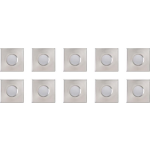 BES LED Spot Armatuur Gu10 10 Pack - Waterdicht Ip65 - Inbouw Vierkant - Mat Chroom Aluminium/glas - 82mm