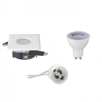 BES LED Led Spot Set - Gu10 Fitting - Waterdicht Ip65 - Dimbaar - Inbouw Vierkant - Mat - 6w - Natuurlijk 4200k - 82mm - Wit