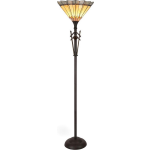 Clayre & Eef Vloerlamp Tiffany Compl. Ø 45x182 Cm 1x E27 Max 60w -,, Multi Colour - Ijzer, Glas - Bruin