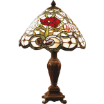 Clayre & Eef Tafellamp Met Tiffanykap Compleet 47 X ø 32 Cm,, Groen, Rood - Ijzer, Glas - Bruin