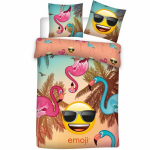 Emoji Flamingo - Dekbedovertrek - Eenpersoons - 140 x 200 cm - Polyester