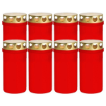 Trend Candles 8x Rode Grafkaarsen/gedenklichten Met Deksel 6 X 12,6 Cm 2 Dagen - Gedenkkaars - Graflichten/herdenkingslichten - Rood