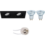 Osram - Led Spot Set - Parathom Par16 930 36d - Pragmi Borny Pro - Gu10 Fitting - Dimbaar - Inbouw Rechthoek Dubbel - - Zwart