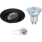 Osram - Led Spot Set - Parathom Par16 927 36d - Pragmi Uranio Pro - Gu10 Fitting - Dimbaar - Inbouw Rond - Mat - - Zwart