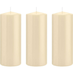Trend Candles 3x Cremete Cilinderkaarsen/stompkaarsen 8 X 20 Cm 119 Branduren - Geurloze Kaarsen - Woondecoraties - Wit