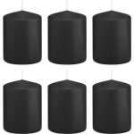 Trend Candles 6xe Cilinderkaarsen/stompkaarsen 6 X 8 Cm 29 Branduren - Geurloze Kaarsen - Woondecoraties - Zwart