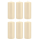 Trend Candles 6x Cremete Cilinderkaarsen/stompkaarsen 8 X 20 Cm 119 Branduren - Geurloze Kaarsen - Woondecoraties - Wit