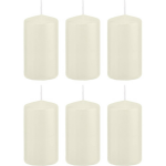 Trend Candles 6x Ivoorte Cilinderkaarsen/stompkaarsen 6 X 12 Cm 40 Branduren - Geurloze Kaarsen - Woondecoraties - Wit