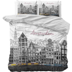 Old Amsterdam - 2-persoons (200 x 220 cm + 2 kussenslopen) Dekbedovertrek - Grijs