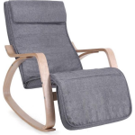 Zweedse Schommelstoel Met Voetensteun - Verstelbare Ligstoel Relaxstoel - Relax Fauteuil Stoel - Linnen Stof - - Grijs