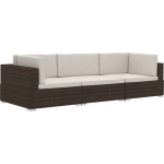 Vidaxl 3-delige Loungeset Met Kussens Poly Rattan - Bruin