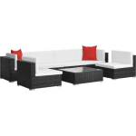 Vidaxl 7-delige Loungeset Met Kussens Poly Rattan - Zwart