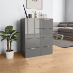 Vidaxl Dressoir 60x35x76 Cm Spaanplaat Hoogglans - Gris