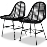 Vidaxl Eetkamerstoelen 2 St Natuurlijk Rattan - Negro