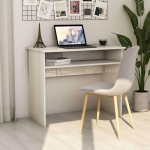 Vidaxl Bureau 90x50x74 Cm Spaanplaat Hoogglans - Blanco