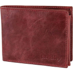 Landley 'Wild-look' Leren Heren Portemonnee - Billfold Model - Met Anti-skim Rfid Bescherming -bruin - Rood