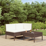 Vidaxl 3-delige Loungeset Met Kussens Poly Rattan - Bruin