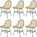 Vidaxl Eetkamerstoelen Rattan Natuurlijk 6 St - Beige