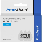 PrintAbout Huismerk compatible met HP 711 (CZ130A) Inktcartridge Cyaan
