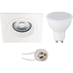 BES LED Led Spot Set - Pragmi Rodos Pro - Gu10 Fitting - Inbouw Vierkant - Mat - 4w - Helder/koud 6400k - 93mm - Wit