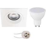 BES LED Led Spot Set - Pragmi Rodos Pro - Gu10 Fitting - Dimbaar - Inbouw Vierkant - Mat - 6w - Helder/koud 6400k - 93mm - Wit