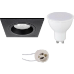 BES LED Led Spot Set - Aigi - Pragmi Rodos Pro - Gu10 Fitting - Inbouw Vierkant - Mat - 8w - Warm Wit 3000k - 93mm - Zwart