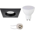 BES LED Led Spot Set - Aigi - Pragmi Rodos Pro - Gu10 Fitting - Inbouw Vierkant - Mat - 8w - Helder/koud Wit 6400k - 93mm - Zwart