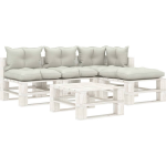 Vidaxl 5-delige Loungeset Met Kussens Pallet Hout - Beige