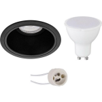 BES LED Led Spot Set - Pragmi Minko Pro - Gu10 Fitting - Inbouw Rond - Mat - 6w - Warm Wit 3000k - Verdiept - Ø90mm - Zwart