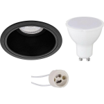 BES LED Led Spot Set - Pragmi Minko Pro - Gu10 Fitting - Dimbaar - Inbouw Rond - Mat - 6w - Warm Wit 3000k - Verdiept - - Zwart