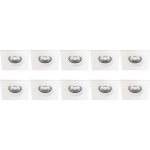 BES LED Spot Armatuur 10 Pack - Pragmi Rodos Pro - Gu10 Fitting - Inbouw Vierkant - Mat - Aluminium - 93mm - Wit