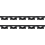 BES LED Spot Armatuur 10 Pack - Pragmi Rodos Pro - Gu10 Fitting - Inbouw Vierkant - Mat - Aluminium - 93mm - Zwart