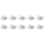 BES LED Spot Armatuur 10 Pack - Pragmi Minko Pro - Gu10 Fitting - Inbouw Vierkant - Mat - Aluminium - Verdiept - Ø90mm - Wit